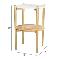 Melrose Side Table White/Gold - ZM Home -Baxton Studio Shop GUEST 26e07a74 6580 448a 861c 71acfddb1f3c