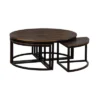 42" Arcadia Acacia Wood Round Coffee Table With Nesting Tables Dark Brown - Alaterre Furniture