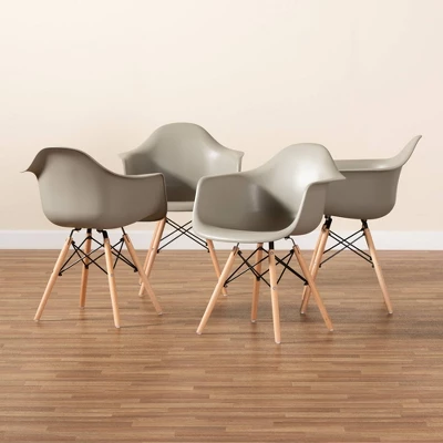 4pc Galen Plastic And Wood Dining Chair Set - Baxton Studio 6 4pc Galen Plastic And Wood Dining Chair Set - Baxton Studio - Image 6