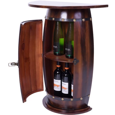 Vintiquewise Wooden Wine Barrel Console, Bar End Table Lockable Cabinet 8 Vintiquewise Wooden Wine Barrel Console, Bar End Table Lockable Cabinet - Image 8