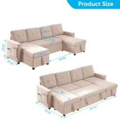 Mjkone W98" 4-Seater Modular Sleeper Sofa Bed With Storage Chaise,U-shaped Sofa With Pull-out Bed 24 Mjkone W98" 4-Seater Modular Sleeper Sofa Bed With Storage Chaise,U-shaped Sofa With Pull-out Bed -Baxton Studio Shop GUEST 274c4062 7bd3 4b26 8f65 9b430acf4a4b