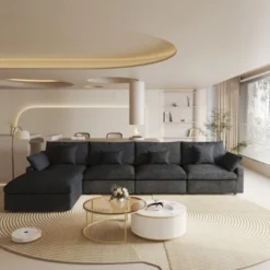 Cloud Couch Modular Sectional Sofa,156" L Shaped Couch, Oversized Down Filled Convertible Wide Seater,4 Seater With Ottoman For Living Room Set