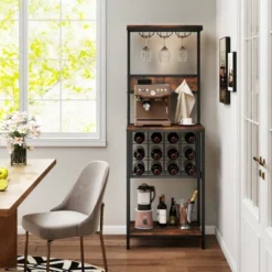 MOEPISY Freestanding Wine Rack Floor With Glass Racks