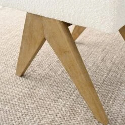 Set Of 2 Boucle Dining Chairs, Upholstered Armless Side Chairs With Solid Oak V-Leg Design For Modern Dining Room-Maison Boucle -Baxton Studio Shop GUEST 27998dd9 59e9 4134 a125 1db0072e55f1