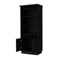 Gulches Bar Cabinet With Glassware Rack, 5 Bottle Racks, 3 Shelves And Two Door Cabinet Sturdy Manufactured Wood, Assembly Required -Baxton Studio Shop GUEST 27c85dff 58cc 4deb a8a5 67bd82bed06c