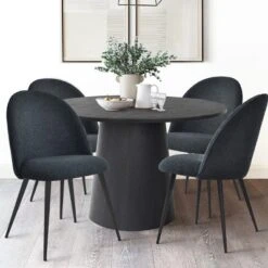 Rhon Modern Dining Chair Set Of 4 With Black Metal Base, Upholstered Bouclé Fabric Armless Kitchen Chairs For Dining Room-Maison Boucle -Baxton Studio Shop GUEST 27dfdf7f b7dc 4864 b567 d824200231d8