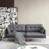3-Seater Cotton And Linen Upholstered Sofa With Gold Metal Legs - ModernLuxe