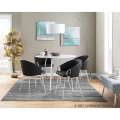 Set Of 2 Claire Dining Chairs Chrome/Black - LumiSource: Upholstered Low Back, Foam Filled, Steel Frame -Baxton Studio Shop GUEST 27f46d23 45a3 4104 885c 22a5e3aaa919