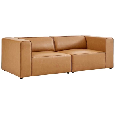 2pc Mingle Vegan Leather Sectional Sofa Loveseat - Modway 9 2pc Mingle Vegan Leather Sectional Sofa Loveseat - Modway - Image 9