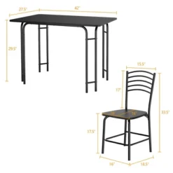 Costway 5 Piece Dining Set Home Kitchen Table 29.5'' And 4 Chairs With Metal Legs Modern Black