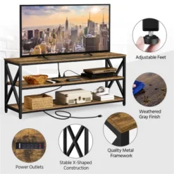 Yaheetech 55 Inch Industrial TV Stand 3-Layer TV Shelf -Baxton Studio Shop GUEST 282e3c4f 7a53 4b63 85ed 6b1365b0217b