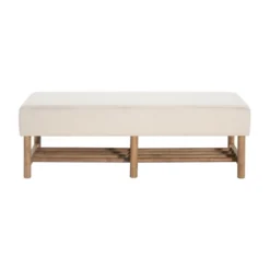 Christopher Knight Home Zarik Modern Rubberwood Linen Upholstered Bench -Baxton Studio Shop GUEST 2857fd8f 4fd0 4aa1 a68d 3e655a4a5b24