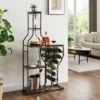 SEVOBAL Racks Five Tier Freestanding Bakers Rack With Hanging Glass Holder And Organized Storage For Rooms, Gray, 28.74"*9.53"*53.94"