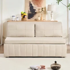 Mjkone W62''Pull Out Sofa Bed, 3-in-1 Modern Pull Out Leathaire Fabric Sleeper Sofa Couch,Chaise Lounge -Baxton Studio Shop GUEST 28b71471 da2a 45b5 8d3f fd8e94bad9c3