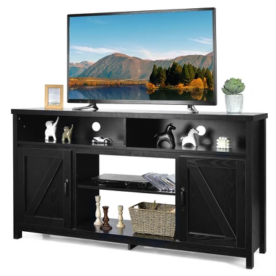 Costway 59'' TV Stand Media Center Console Cabinet W/ Barn Door For TV's 65'' NaturalBlackCoffee 10 Costway 59'' TV Stand Media Center Console Cabinet W/ Barn Door For TV's 65'' NaturalBlackCoffee - Image 10