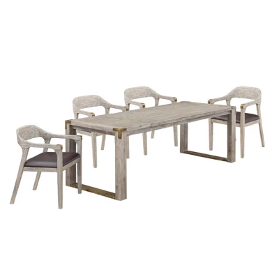 5Pc Montana Rectangular Extendable Dining Set With 4 Armchairs - Boraam 1 5Pc Montana Rectangular Extendable Dining Set With 4 Armchairs - Boraam