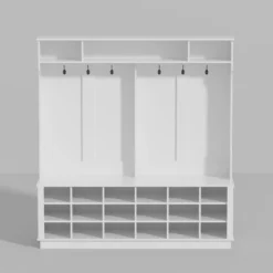 FUFU&GAGA White Hall Tree With Storage - Entryway Organizer With Hooks, Shelves, And Cubbies 22 FUFU&GAGA White Hall Tree With Storage - Entryway Organizer With Hooks, Shelves, And Cubbies -Baxton Studio Shop GUEST 28daf22e 6418 4d02 9df0 f0f9d73fbc8e