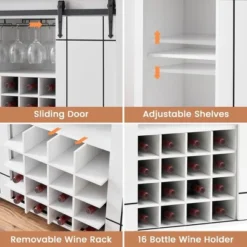 Coffee Bar Cabinet With Storage,47" Wine Bar Cabinet With Sliding Barn Door -Baxton Studio Shop GUEST 28f179ca 1ac5 4bbe ae37 4022b0c49309