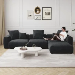 WJShome Modular Sectional Sofa Cloud Couch,Corduroy 141.73inch L Shaped Sofa With Chaise,Convertible Sleeper Sofa Couches