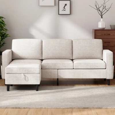 Mjkone Convertible Sectional Sofa Couch, 3-Seat L-Shaped Sofa With Storage Ottoman 4 Mjkone Convertible Sectional Sofa Couch, 3-Seat L-Shaped Sofa With Storage Ottoman - Image 4