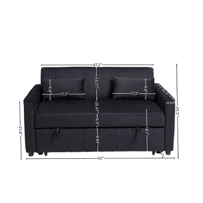 NicBex Convertible Sofa Bed Loveseat Couch With Pull Out Bed & Adjustable Backrest,Upholstered Sleeper Sofa For Living Room,Bedroom 4 NicBex Convertible Sofa Bed Loveseat Couch With Pull Out Bed & Adjustable Backrest,Upholstered Sleeper Sofa For Living Room,Bedroom - Image 4