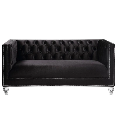 67" Heibero Sofa Black Velvet - Acme Furniture 5 67" Heibero Sofa Black Velvet - Acme Furniture - Image 5