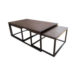 54" Wide Arcadia Acacia Wood Coffee Table With Nesting Tables Antiqued Mocha - Alaterre Furniture -Baxton Studio Shop GUEST 297f0f3e fc07 4f47 8683 f23730d06d77