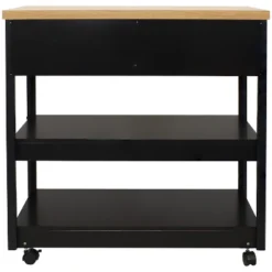 Sunnydaze Decor Sunnydaze MDF Indoor Farmhouse Style Kitchen Island Cart With Drawers And Shelves - 34.25" H - Black 13 Sunnydaze Decor Sunnydaze MDF Indoor Farmhouse Style Kitchen Island Cart With Drawers And Shelves - 34.25" H - Black -Baxton Studio Shop GUEST 298f459b 5bef 40d9 99db e1a58c8408be