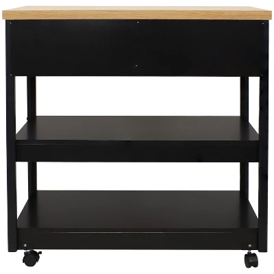Sunnydaze Decor Sunnydaze MDF Indoor Farmhouse Style Kitchen Island Cart With Drawers And Shelves - 34.25" H - Black 3 Sunnydaze Decor Sunnydaze MDF Indoor Farmhouse Style Kitchen Island Cart With Drawers And Shelves - 34.25" H - Black - Image 3