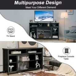 Tangkula 58" TV Stand Entertainment Console Center W/ Adjustable Open Shelves Up To 65" -Baxton Studio Shop GUEST 299598bd 8e4f 4e0d 96a3 d59166700364