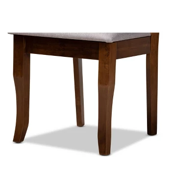 Set Of 4 Mael Fabric Upholstered Wood Dining Chairs Gray/Walnut - Baxton Studio 3 Set Of 4 Mael Fabric Upholstered Wood Dining Chairs Gray/Walnut - Baxton Studio - Image 3
