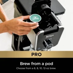 Ninja DualBrew Pro Specialty Coffee System, Single-Serve, Pod, And 12-Cup Drip Coffee Maker - CFP301: Coffee Machine With Frother, 60 Oz Capacity
