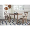 Set Of 3 36"x36" Dining Table With 2 X Back Chairs Washed Gray/Taupe - International Concepts