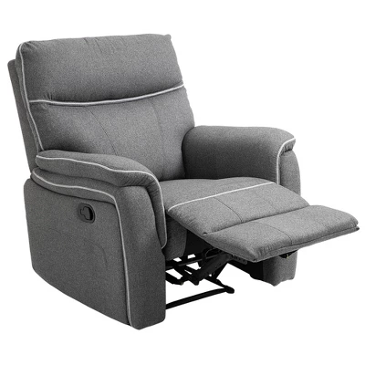 HOMCOM Manual Recliner Armchair With Thick Padded Headrest, Back And Footrest And Adjustable 150 Degree Angle, Gray 3 HOMCOM Manual Recliner Armchair With Thick Padded Headrest, Back And Footrest And Adjustable 150 Degree Angle, Gray - Image 3
