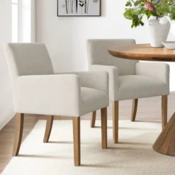 Set Of 6 Upholstered Dining Chairs, Modern Linen Armchairs With Solid Wood Legs, Comfortable Accent Chairs For Dining Room & Kitchen-Maison Boucle -Baxton Studio Shop GUEST 2a1c3345 e61f 4b5a b75a 3472397bd78d