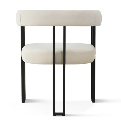 Velvet Dining Chairs Set Of 4, Upholstered Accent Armchairs With Geometric Black Metal Legs For Kitchen Or Dining Room - Maison Boucle 4 Velvet Dining Chairs Set Of 4, Upholstered Accent Armchairs With Geometric Black Metal Legs For Kitchen Or Dining Room - Maison Boucle - Image 4