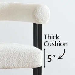 Boucle Dining Chairs Set Of 6, Modern Armchairs With Curved Back, Metal Frame & Padded Seat, Upholstered Kitchen Chairs-Maison Boucle -Baxton Studio Shop GUEST 2a8b3cf0 68aa 46c8 b954 c425e476c3b9