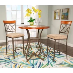 3pc Carter Pub Dining Set Metal/Tan/Cherry - Powell Company 21 3pc Carter Pub Dining Set Metal/Tan/Cherry - Powell Company -Baxton Studio Shop GUEST 2abcaeef 4868 463b af11 5dbdb44a8958