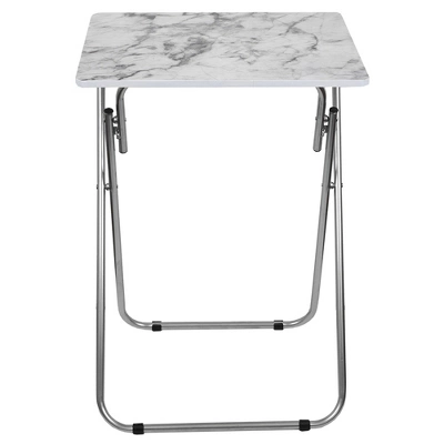 Home Basics Marble Multi-Purpose Foldable Table, Grey/White 5 Home Basics Marble Multi-Purpose Foldable Table, Grey/White - Image 5