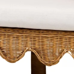 Bali & Pari Seranay Scallop Rattan Long Dining Bench Light Honey -Baxton Studio Shop GUEST 2afb12d4 38fa 49aa 9cbf b1aa03d1fcbe