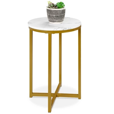 Best Choice Products 16in Faux Marble Modern Round Living Room Accent Side Table W/ Metal Frame 7 Best Choice Products 16in Faux Marble Modern Round Living Room Accent Side Table W/ Metal Frame - Image 7