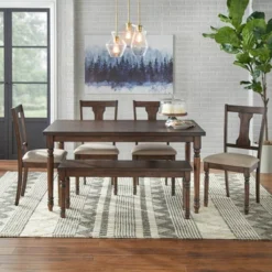 6pc Burntwood Dining Set With Bench - Buylateral 19 6pc Burntwood Dining Set With Bench - Buylateral -Baxton Studio Shop GUEST 2b1efc81 4126 4d86 96cf 6fb78f237557