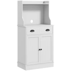 HOMCOM Microwave Cabinet With Drawer, Double Door Cabinet And Adjustable Shelf, Buffet With Hutch And Cable Hole For Kitchen, Dining Room, White 8 HOMCOM Microwave Cabinet With Drawer, Double Door Cabinet And Adjustable Shelf, Buffet With Hutch And Cable Hole For Kitchen, Dining Room, White -Baxton Studio Shop GUEST 2b210096 dfae 4f8e 9a3a 925ee1bf58d2