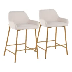 Set Of 2 Daniella Metal/Polyester Counter Height Barstools - LumiSource 28 Set Of 2 Daniella Metal/Polyester Counter Height Barstools - LumiSource -Baxton Studio Shop GUEST 2b35bb3e ab83 4725 b1ea f80eba94730d