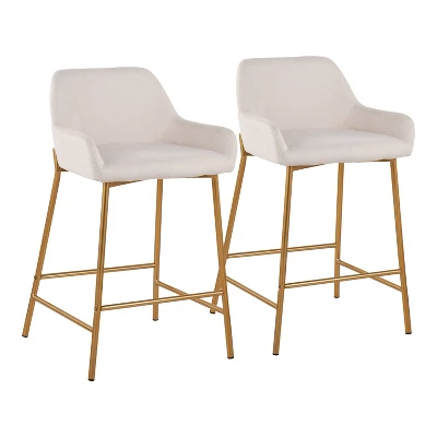 Set Of 2 Daniella Metal/Polyester Counter Height Barstools - LumiSource 14 Set Of 2 Daniella Metal/Polyester Counter Height Barstools - LumiSource - Image 14