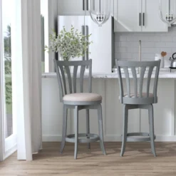 25.75" Savana Swivel Counter Height Barstool Blue (Wirebrush)/Cream - Hillsdale Furniture -Baxton Studio Shop GUEST 2b7eafdb 5b6c 44b1 baaf 0b9775909550