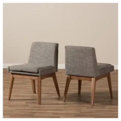 Set Of 2 Nexus Mid - Century Modern Wood Finishing And Fabric Upholstered Dining Side Chair Gravel/Walnut Brown - Baxton Studio 8 Set Of 2 Nexus Mid - Century Modern Wood Finishing And Fabric Upholstered Dining Side Chair Gravel/Walnut Brown - Baxton Studio -Baxton Studio Shop GUEST 2b8ae264 c656 4391 9e5e 5e7178814403