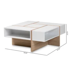 Rasa Wood Coffee Table White/Oak - Baxton Studio: Modern Living Room Furniture, Geometric Design, Open Storage Shelves 11 Rasa Wood Coffee Table White/Oak - Baxton Studio: Modern Living Room Furniture, Geometric Design, Open Storage Shelves -Baxton Studio Shop GUEST 2bb0237e 525e 4952 82ca 789e0b840976