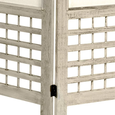 5 1/2 Ft. Tall Open Lattice Fabric Room Divider - Burnt Cream (3 Panels) 2 5 1/2 Ft. Tall Open Lattice Fabric Room Divider - Burnt Cream (3 Panels) - Image 2