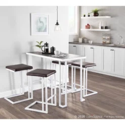 Roman Industrial Counter Height Dining Table Vintage White/Espresso - LumiSource -Baxton Studio Shop GUEST 2c169dfd 0945 4ebf a858 36b9bcd32168